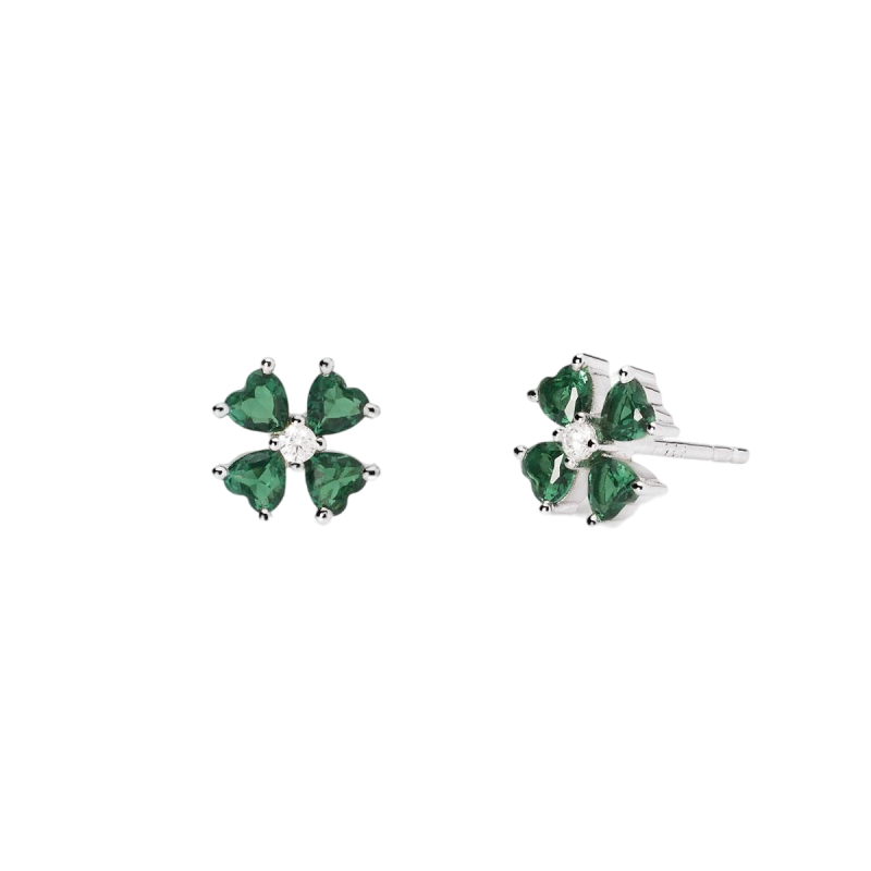 PENDIENTES MABINA PLATA FLOR VERDE - 563775