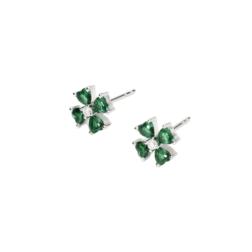 PENDIENTES MABINA PLATA FLOR VERDE - 563775