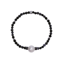 PULSERA MABINA PLATA ÁGATA NEGRA Y PERLA GRIS - 533717